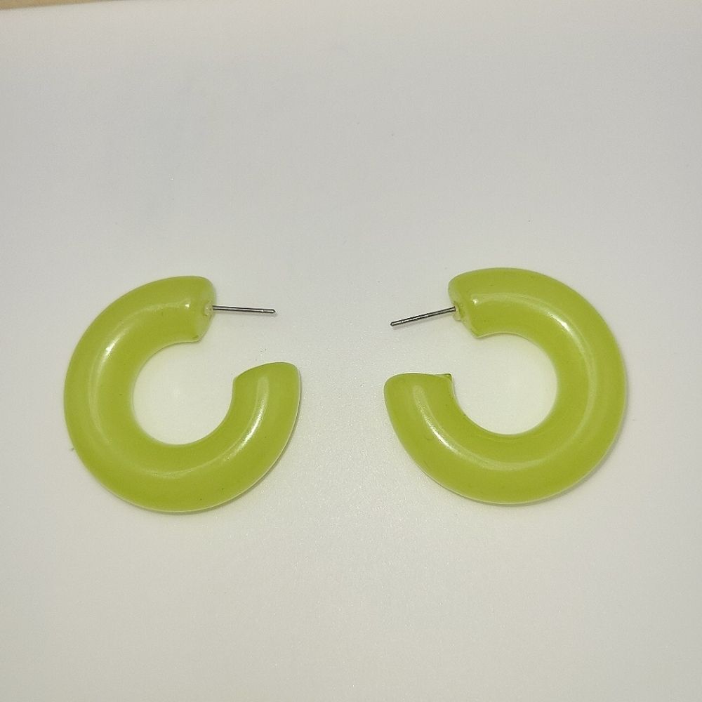Lime Green Acrylic Hoop Earrings